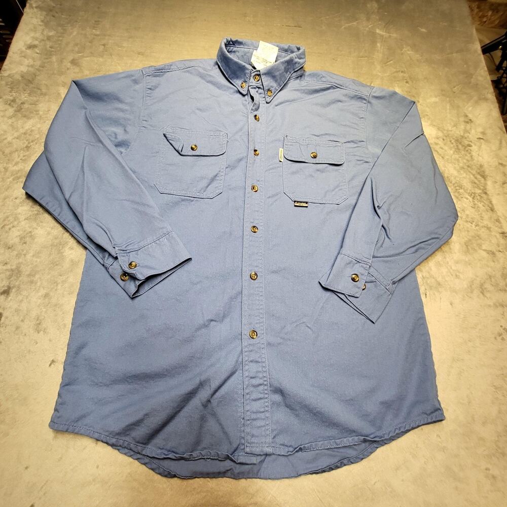 Magid Shirt Mens XL Blue Long Sleeve Workwear Button Up Flame Resistant IUSHB88